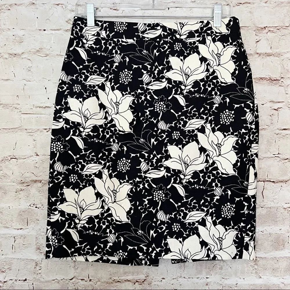 J. Crew the pencil skirt floral raffia